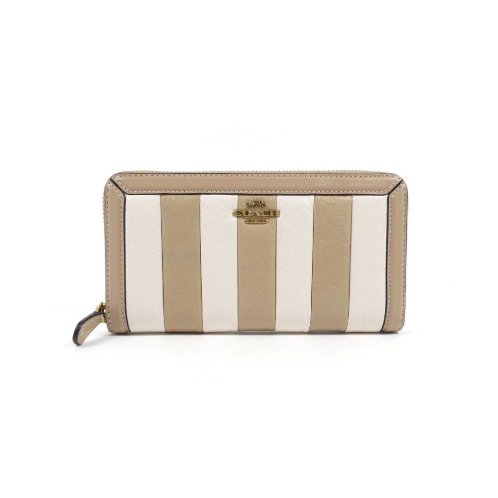 Coach Taupe Multi Quilt Accordion Zip Wallet NWT 1376